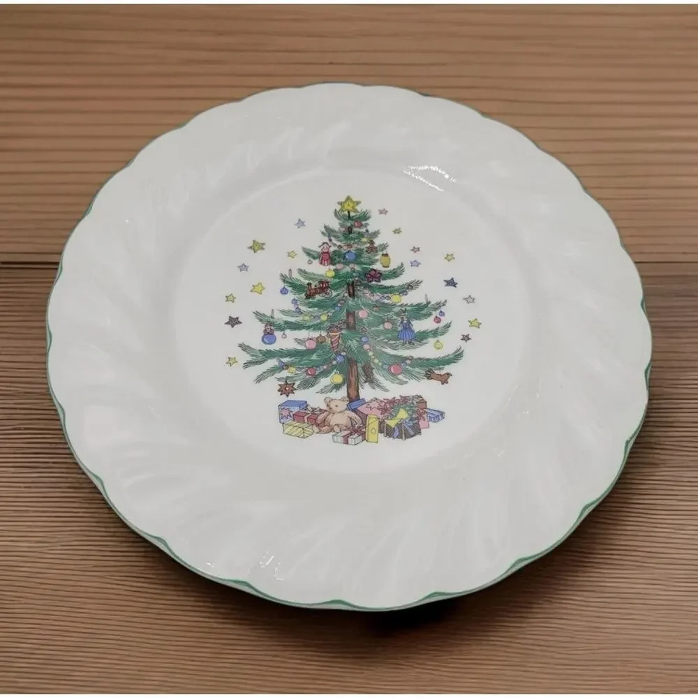 Set of 2 Nikko Happy Holidays Christmas Swirl Dinner Plates 10.75